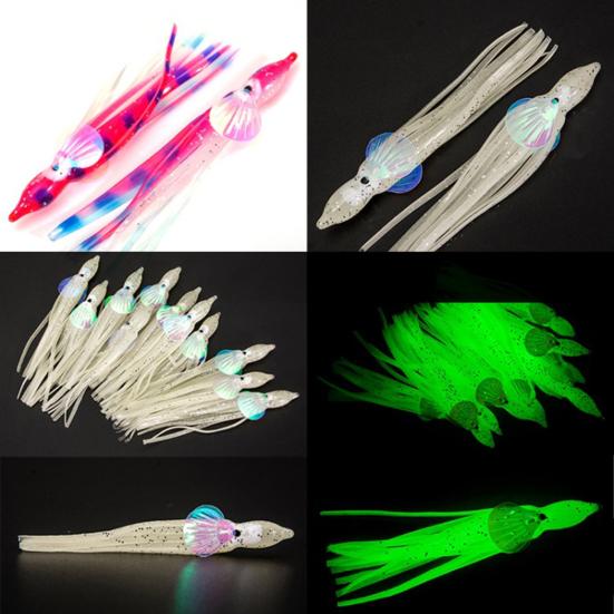 10 Stück Tintenfischköder Realistisches Auge Simulationsform Leuchtende Farbe Tintenfischköder mit Leuchtendem