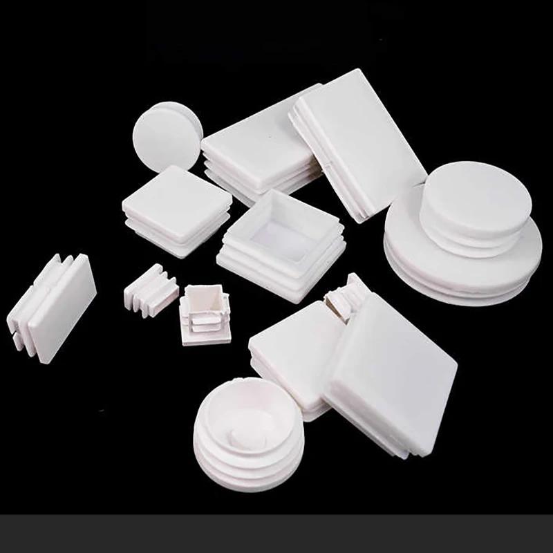White PP Plastic Table Chair Foot Covers 15*15-100*100mm Square Pipe Plugs Protective Cover Furniture Thickenes Leg Pads