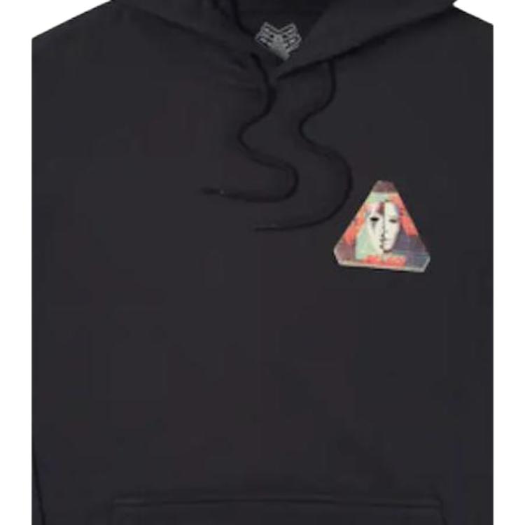 Palace Moletom com Capuz de Manga Comprida com Ombro Caído e Estampa de Logotipo para Homem Moletom Preto P16HD044