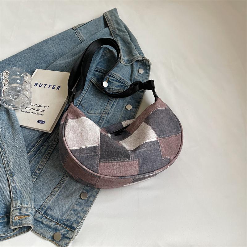 Джинсовая сумка в клетку женская сумка на плечо подмышками сумка на плечо сумка синий — фото 12