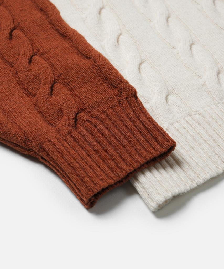 FRIZMWORKS Wool Cable Raglan Half Zip Knit _ Brick