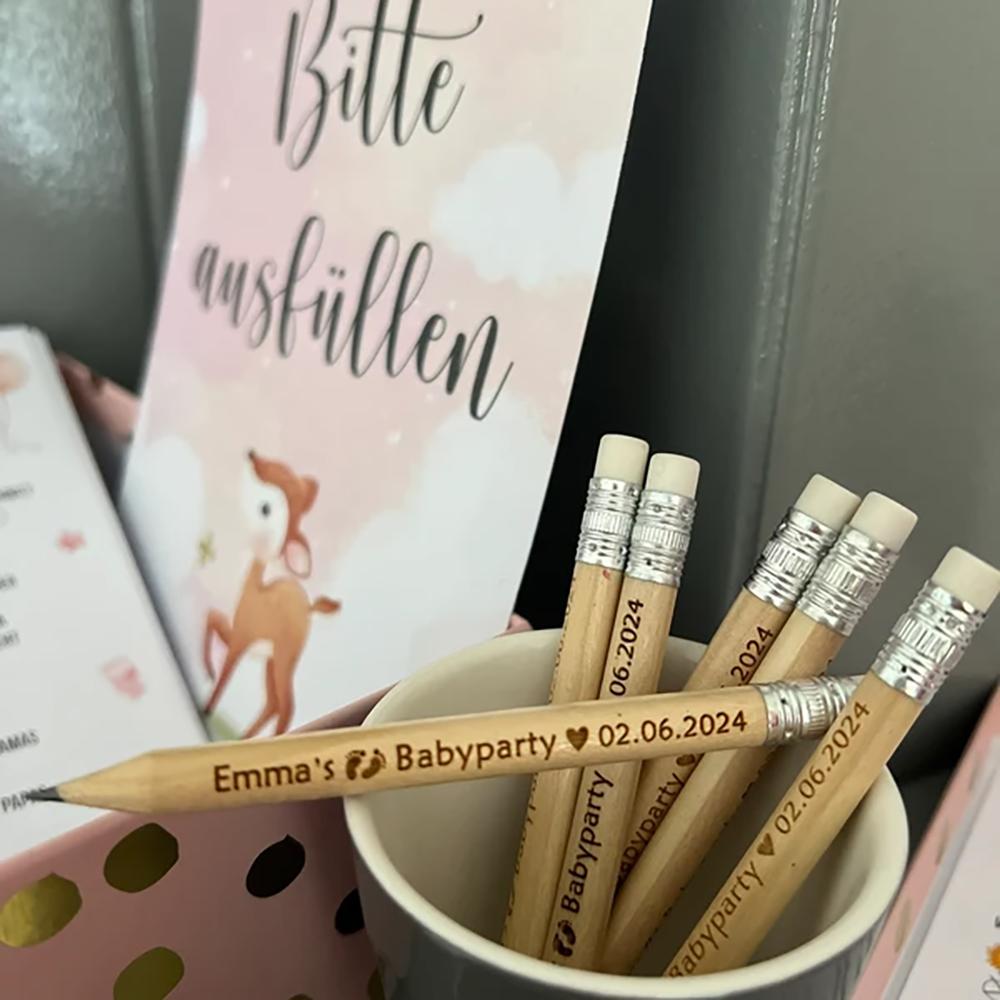 Custom 20Pcs Engraved Wooden Pencil Baby Shower Favors for Guests Rustic Baby Shower Wooden Pencils Kindergarten Back To School