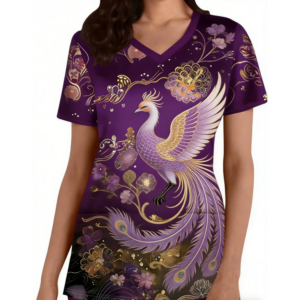 

Women s Surgical Uniforms Woman V-Neck Short Sleeve Uniform With Fox Print Suitable For Nurses And Doctors Medical Uniform 2026 5XL