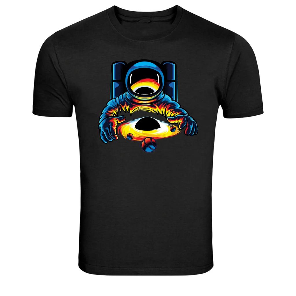 Astronaut Controlling Black Hole Cosmic Power Graphic T-Shirt