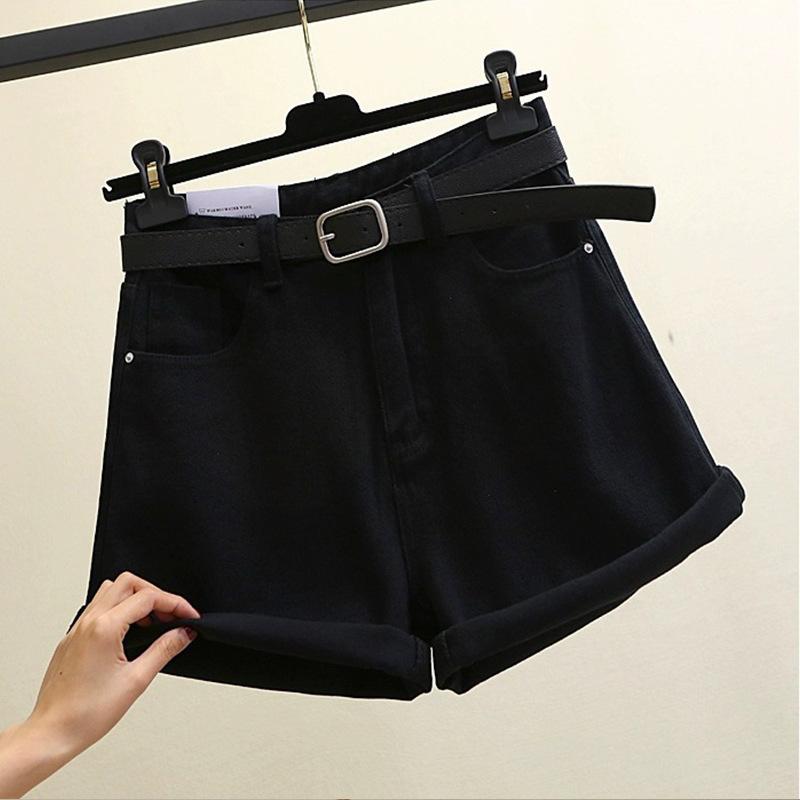 

Брюки Классика и минимализм Мода Универсальные Женские Свободные Летние Тонкие Подвернутые Шорты А-силуэта Широкие Джинсовые Шорты Индивидуальность и Модность 2XL чёрный