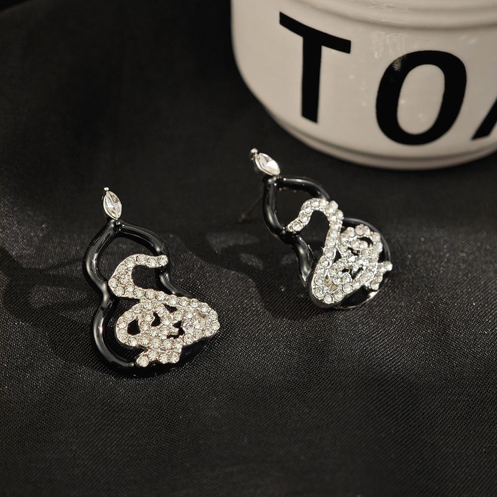 Diamond Gourd Stud Earrings Niche Earrings Retro High Sense Fashion Temperament Earrings Women'S Models