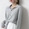 Women's 2023 Light Luxury Loose Knit Wool Polo Cardigan with Lapel Collar