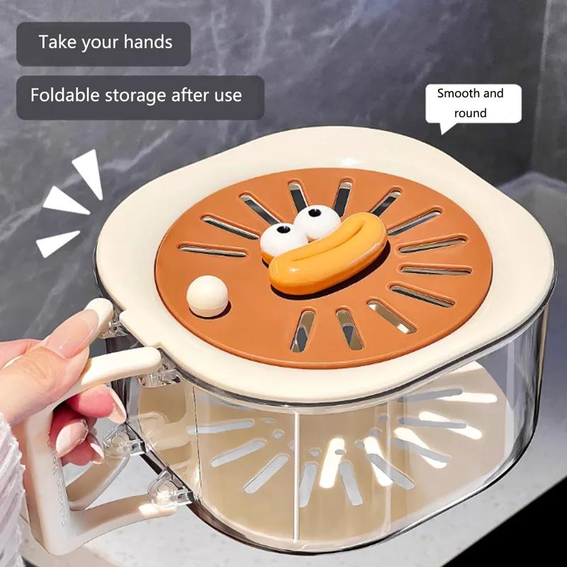 Double Layer Drain Basket, Household Fruit Basket With Lid, Cleaning And Filtering, 2-in-1 Thick Fruit Tray