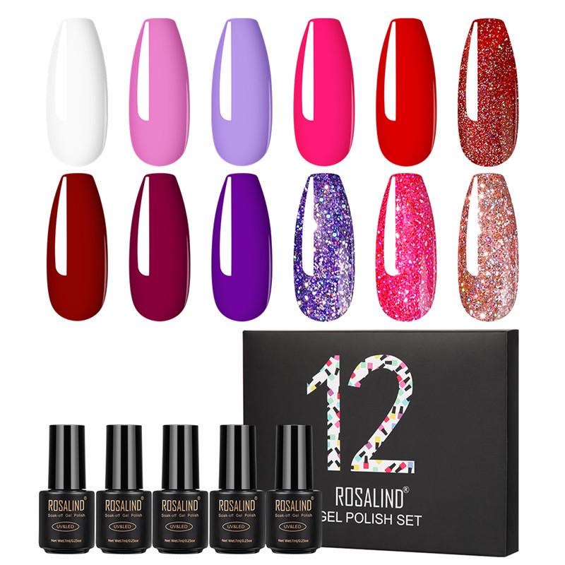 

12pcs/lot 7ml Гель ногтя польский набор все для маникюра Полупостоянные гибридные лаки замочить УФ гель Kit