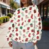 Women's Casual Christmas Print Crewneck Sweatshirt Pullover Top for Holiday Wear