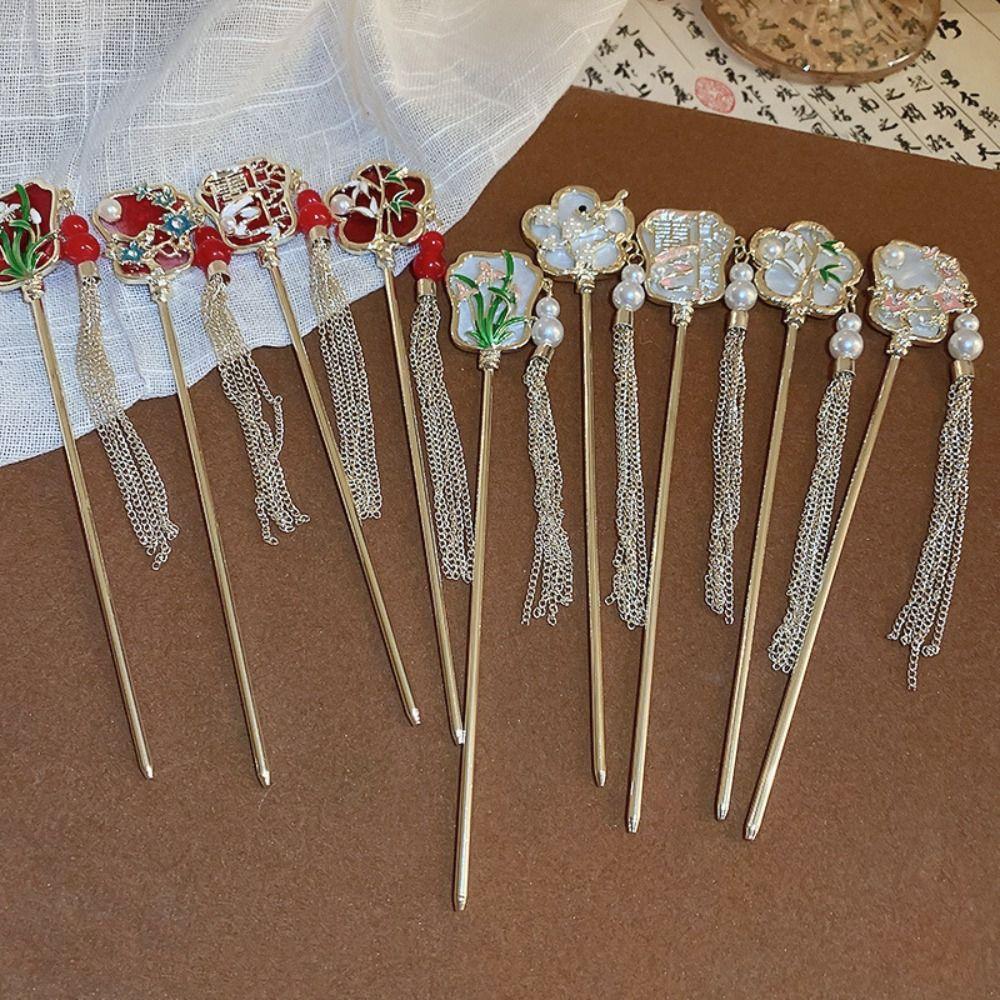 Tassel Pearl Hair Stick Chinese Style Hanfu Hair Stick Antique Flower Hair Stick  Party