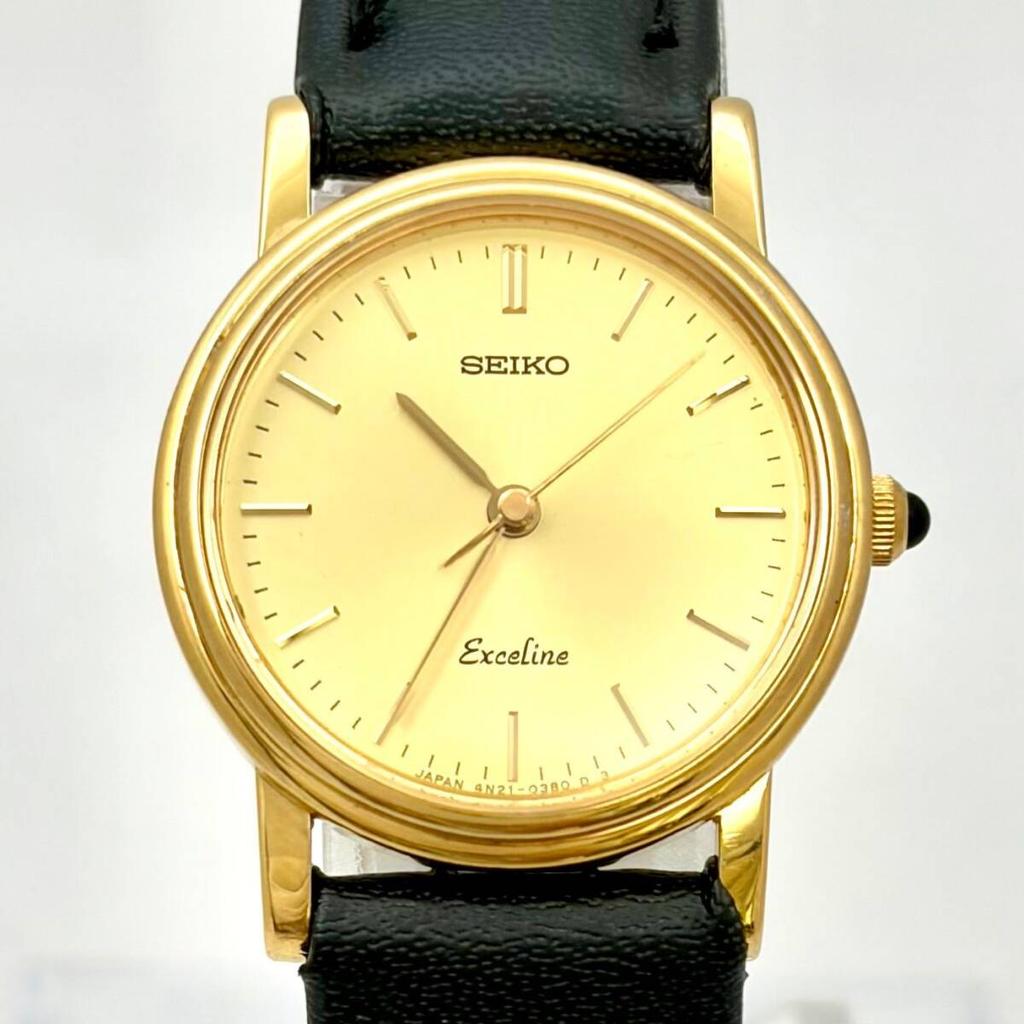 SEIKO Exceline Watch Gold 0D0075 New Strap [New Battery] Ladies' 4N21-0180