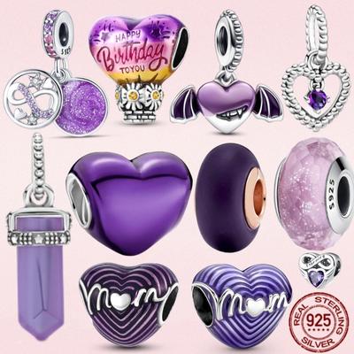 925sterling Silver Purple Style Mom Zircon Heart Infinite Charm Eternal Beads Fit Original Fasion Charm Bracelet Diy Jewelry