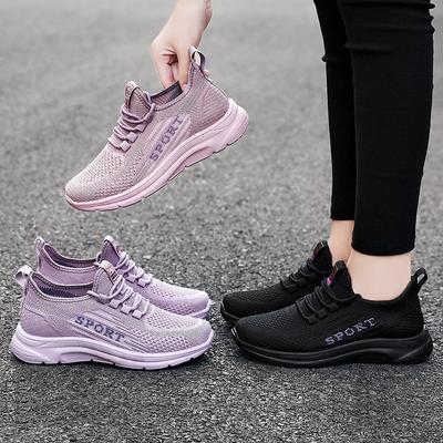 New Women's Shoes for Women's Season Single Shoes Polyurethane Flyknit Casual Sports Women's Shoes