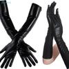 45cm Sexy Lacquer Leather Solid Long Gloves Cosplay Clothing Accessor Black Tight Gloves Pole Dance Performance Party Mittens