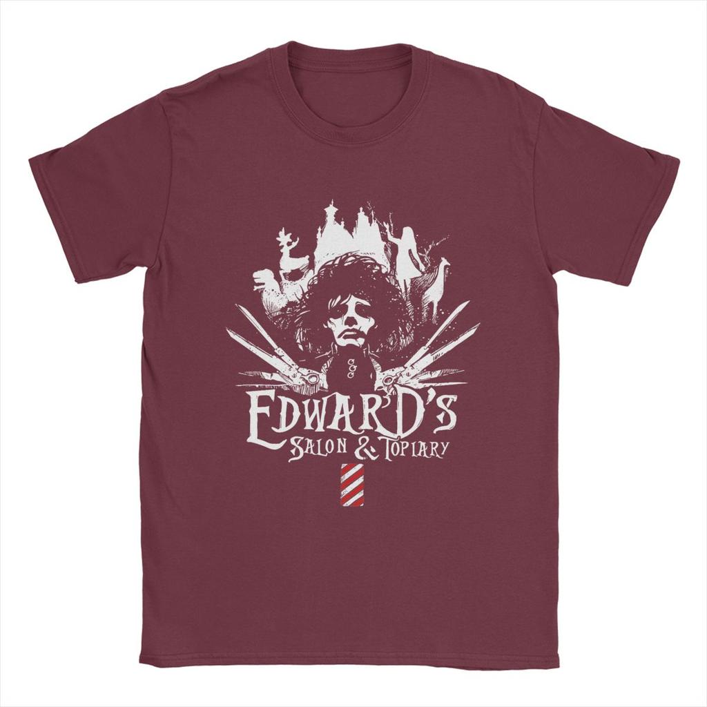 Edward Salon und Topiary Scherenhände Herren T-Shirt Vintage T-Shirt Kurzarm Rundhals T-Shirts Reine Baumwolle Party Tops