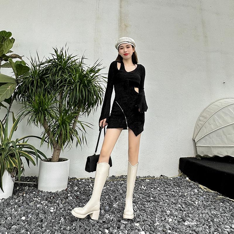 Knight boots women's autumn and winter new high boots but knee boots thick high heel temperament thin boots children