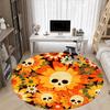 1pc Skull Flowers Office Round Area Rug,  Mat Suitable For Office, Under Office Chairs Bedroom Living Room Home Decor, Room Deco