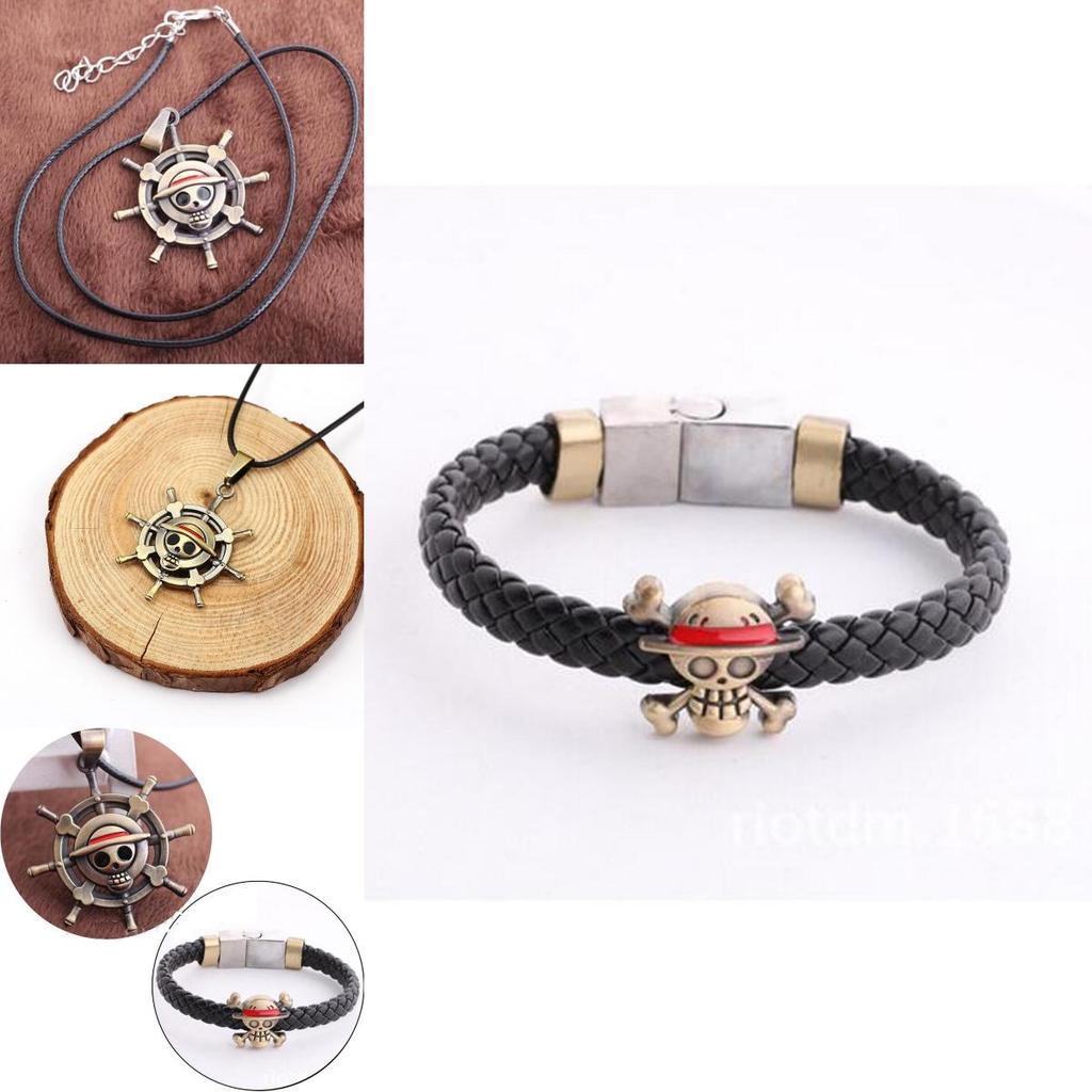 Anime Cosplay New One Piece Luffys Straw Hat Metal Necklacebracelet Pendant