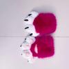Leopard Print Plush Animal Paw Gloves Synthetic Fur Style Fursuit Hand Paws Cosplay Costume for Halloween Party
