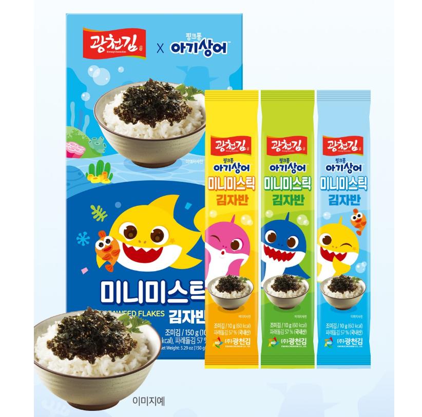 Pinkfong Baby Shark Mini Mystic Seasoned Seaweed Flakes 150g – Crispy Korean Kids Snack