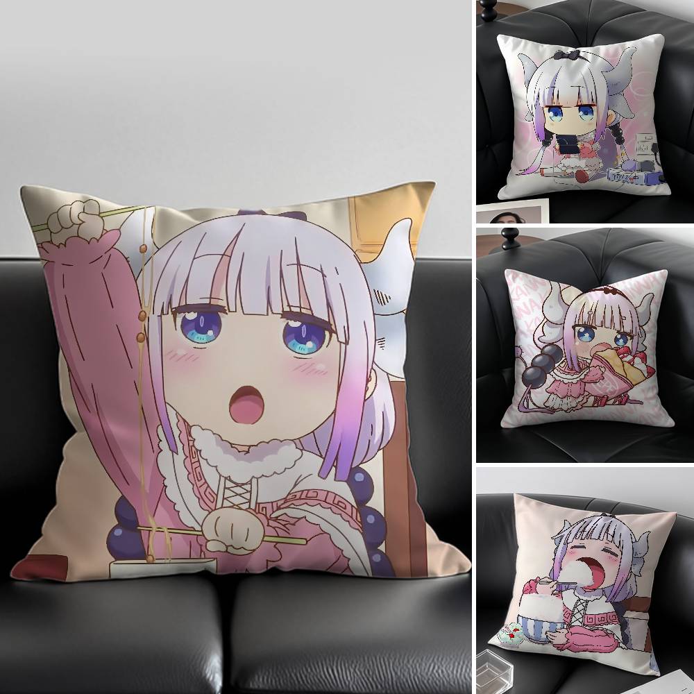 Anime Miss Kobayashis Dragon Maid Pillow Case Antidustmite Pillowcase Invisible zipper silky short plush Sofa cushion cover