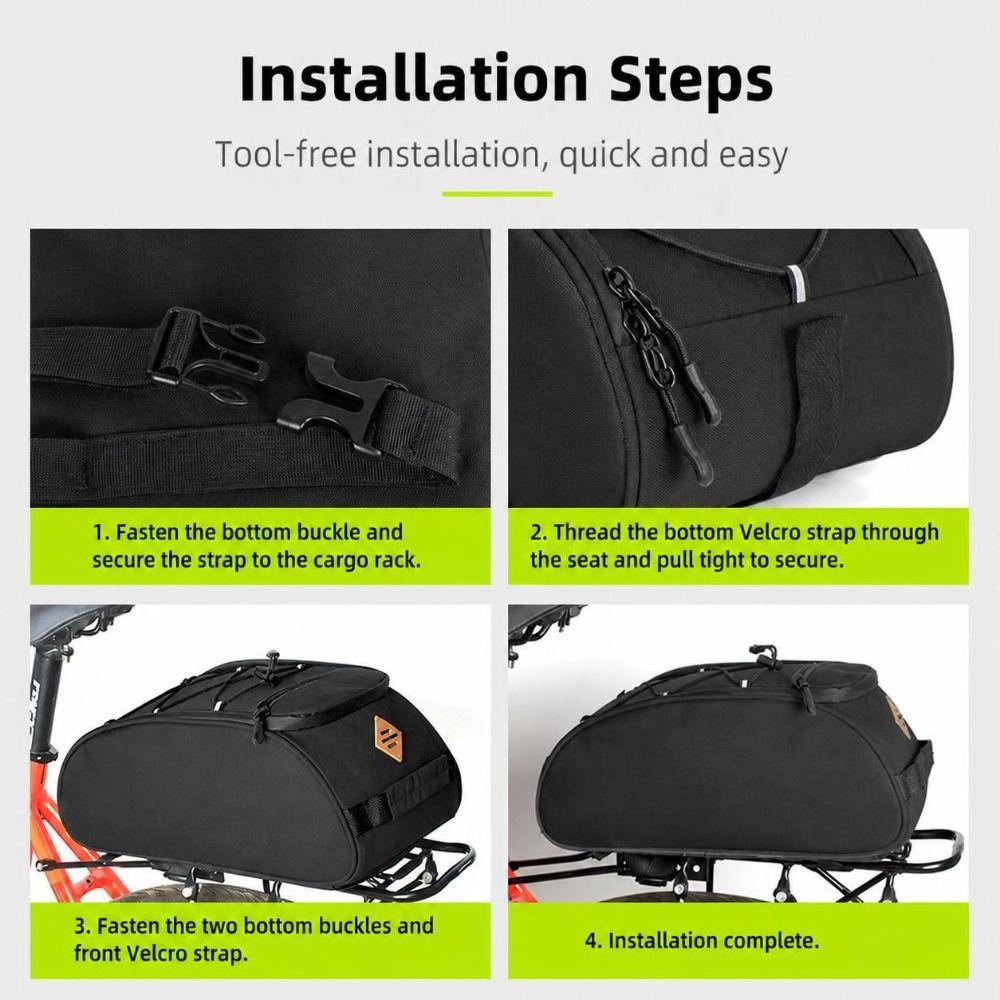 8L Capacity Bicycle Rear Rack Bag Oxford Cloth Rear Rack Bag Bike Storage Bag Outdoor Riding