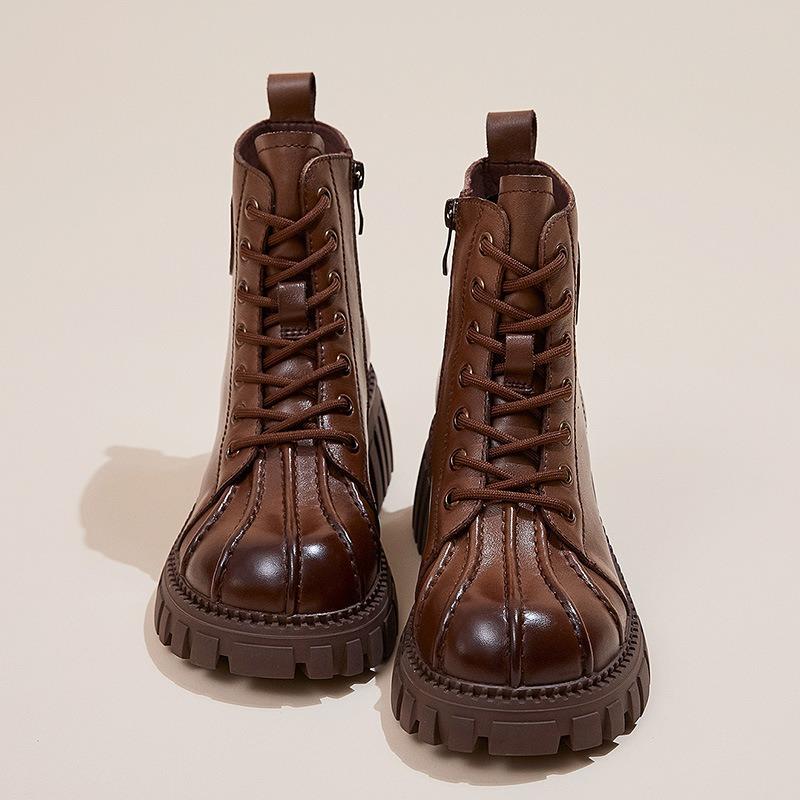First layer cowhide shell head Martin boots women's autumn new women's retro short boots women's boots children