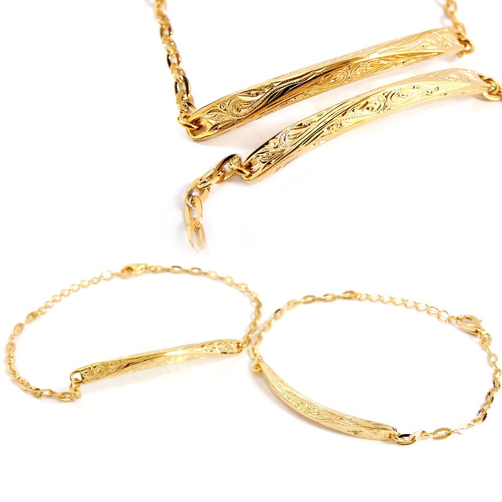 Hawaiian Jewelry Pair and K23RGP Gold and Sterling Close to Me Unavailable Bracelets, Gold, Men's Women's, Silver, SBR13-077-078 [Engraving - Pair]