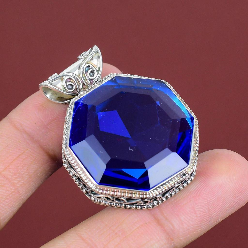 Faceted Tanzanite Quartz Pendant 925 Sterling Silver Pendant Unique Jewelry Handmade Gemstone Pendant Awesome Vintage Pendant Gifts For Him