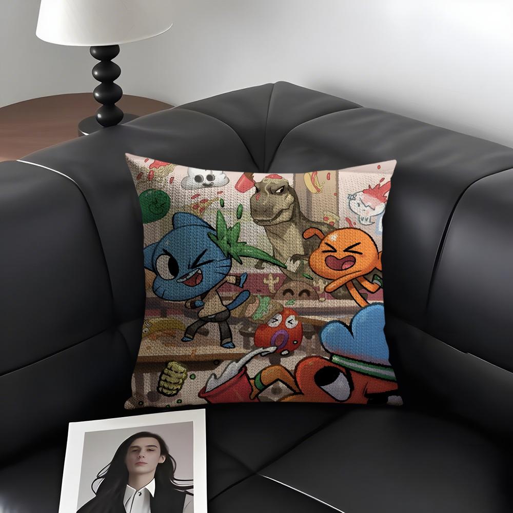 The AAmazing World Of Gumball Cushion Cover Natural Linen Organic Fabric DoubleSided Printing Sofa Home Decor Gift Pillow Case 30x30cm