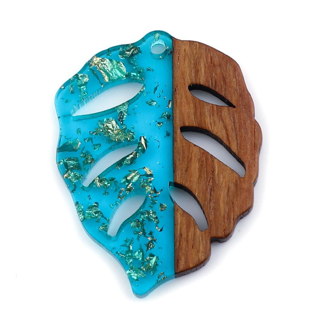 3 PCs/Lot Vintage Resin Wood Effect Leaf Pendants Wooden Plant Foil Charms For DIY Earring Charm Jewelry Making 3.7cm X 2.8cm