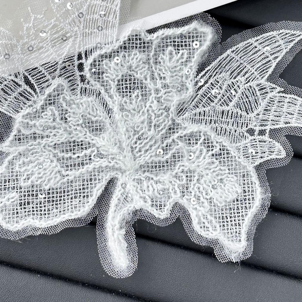 White Lace Mesh Sequin Embroidery Diy Accessories Children'S Wedding Dress Sweater Decoration Flower Cloth Sticker Clothing Accessories