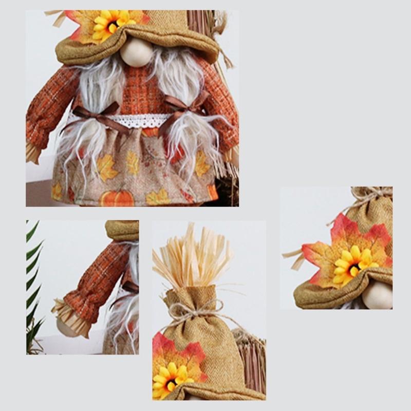 Decorative Rudolf Gnomes Stuffed Doll, Maple Leaf Craft for Autumn Displays