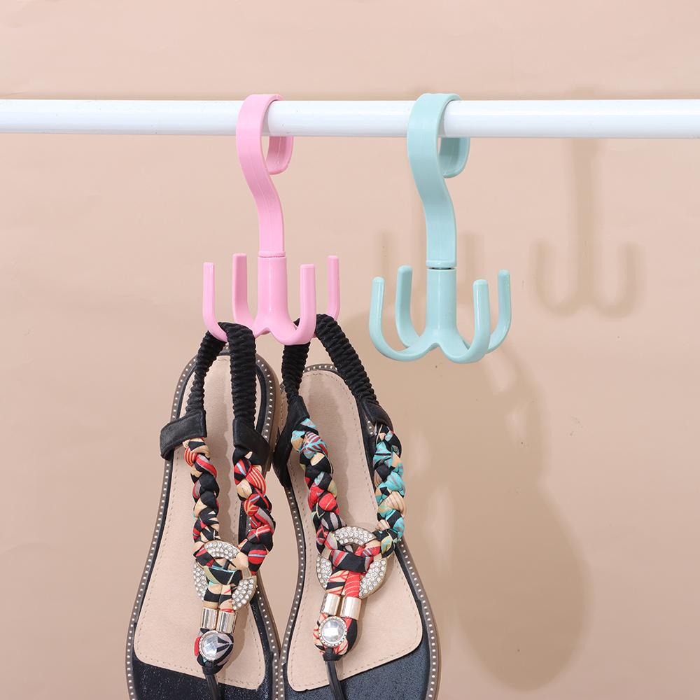 Shelf Storage Storage Hook Tie Holder 4 Hook Multifunction Rotating Four-claw Hook Plastic Hanger