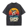 Cupid Stunt Cherub Skateboarding Vintage Sunset Graphic Washed Short Sleeve Loose Streetwear Tee Hip Hop