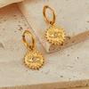 Retro Design Cubic Zirconia Embedded Tiger Eye Stainless Steel Earrings Fashion Temperament Women's