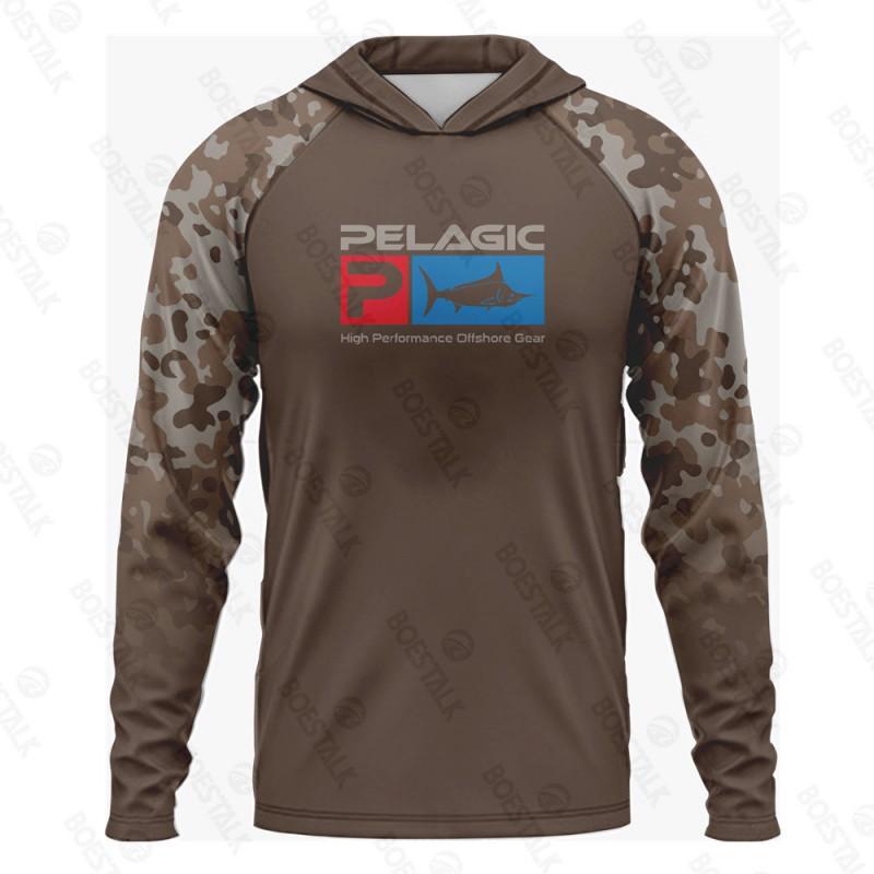 Men's PELAGIC Long-sleeved Hooded Fishing Suit With UV Sun Protection UPF50 + Luya