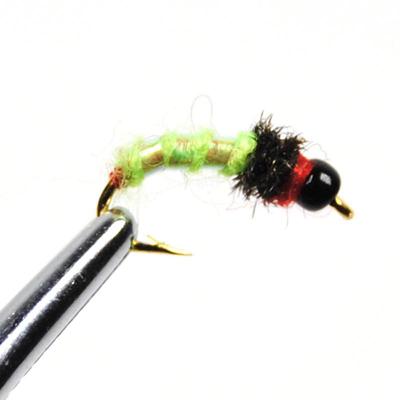 10pcs Rock Worm Caddis Black/Chart Hot Spot Fly Fishing Flies