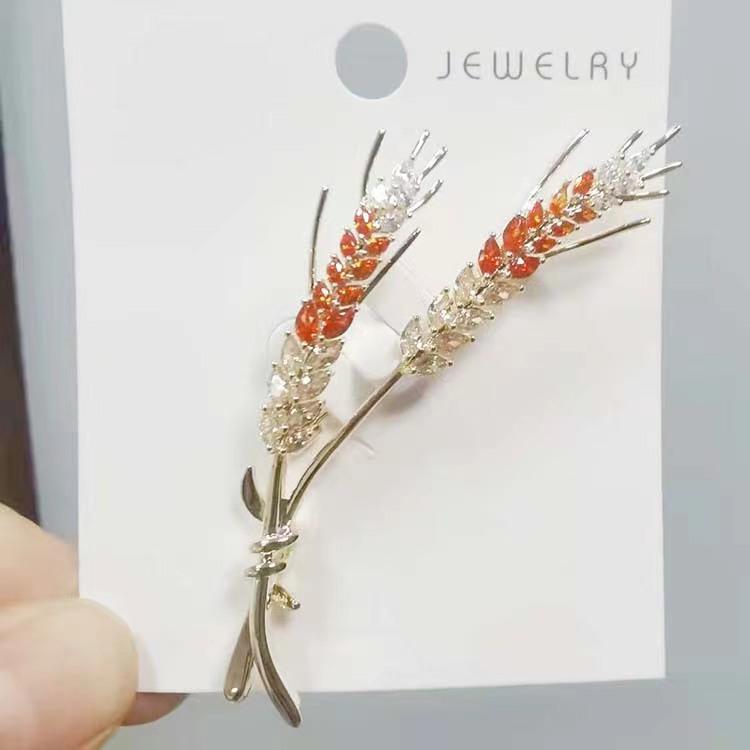 SUYU Luxury Cpper Micro Inlaid Cubic Zirconia Colorful Wheat Brooch Zircon Gifts Clothing Accessories