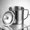 Stainless Steel Water Cup with Lid Handle Hot Cold Beverage Mug for Camping Picnic BBQ Corrosion Resistant Easy Clean Single Wall Air Beer Cup