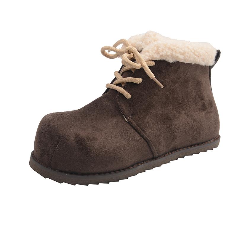 

Inner Heightened Lace-up Cotton Shoes Winter New Large Round Toe Suede Thickened Snow Boots 40 коричневий