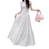 Plus Size Autumn White Pleated Midi Skirt for Women