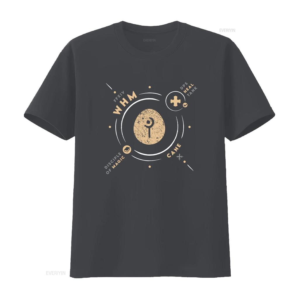 Whm Life Ffxiv Inspired White Mage Healer Job Ff14 Mmo Gamer T Shirt DPS Heal Tank Cane Design Vintage Washed Casual Graphic