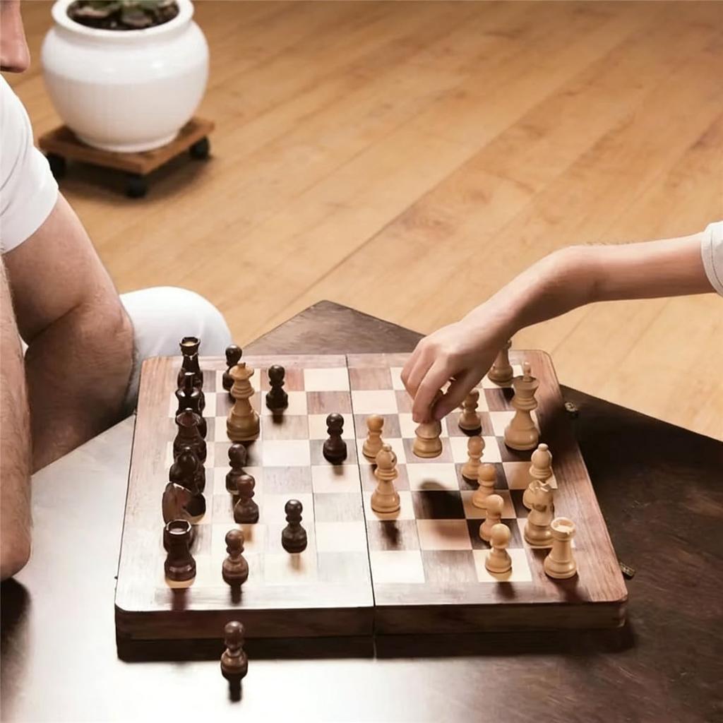 A foldable educational board for playing territory and wooden, (29cm) chess, games, more.