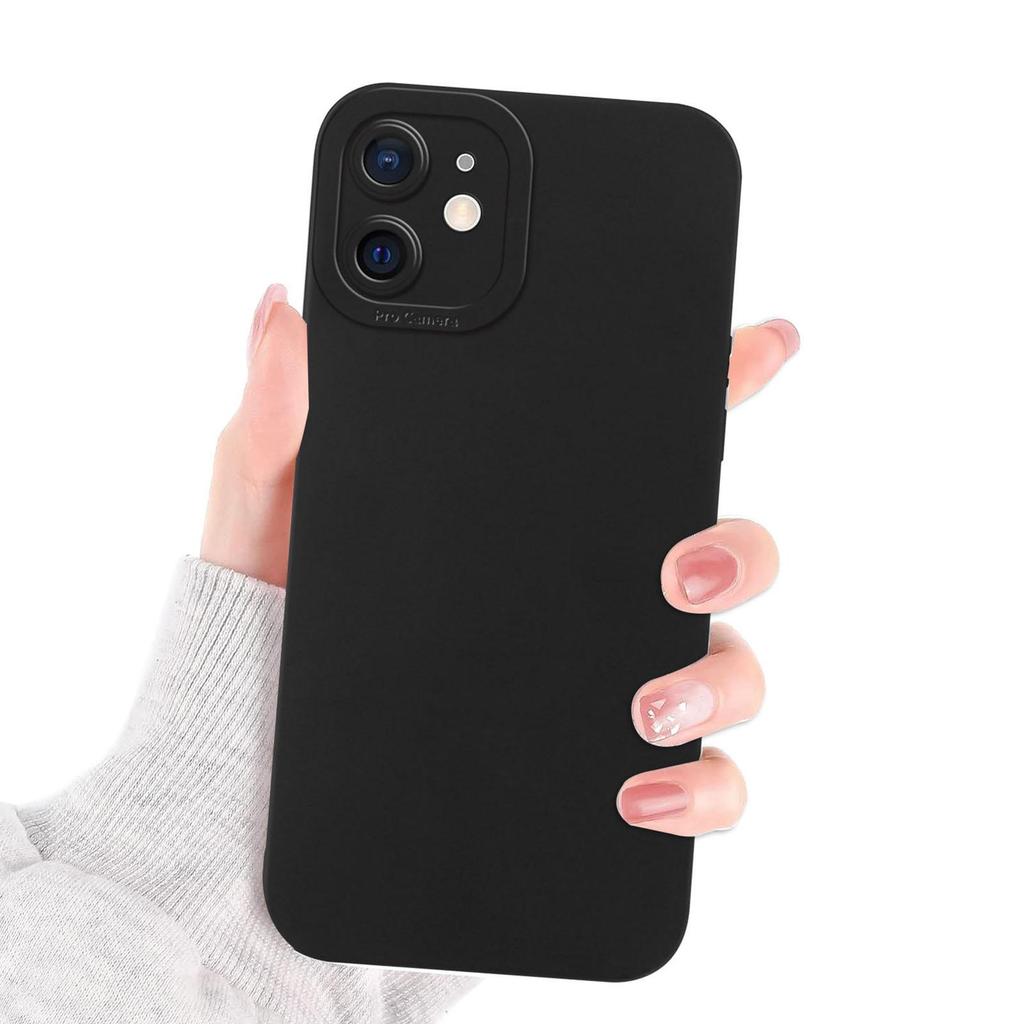 Luxury for iPhone 16 15 14 Pro Max Plus 13 12 11 7 Black Phone Case,Soft TPU Silicone Shell Shock-Absorbing Camera Protection Cover