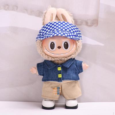 Plüschpuppenkleidung Foto-Requisiten DIY für 15-17cm Kostüme Accessoires Denim-Revers
