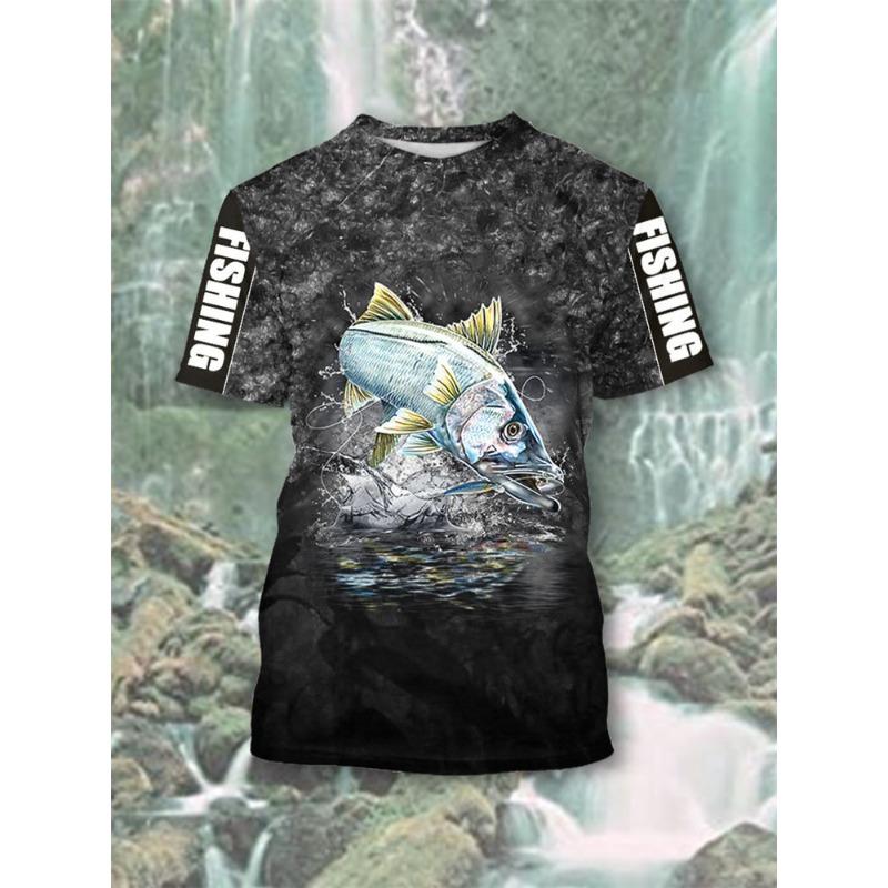Funny Fishing 3D Print T-Shirts Streetwear Men Women Casual Fashion Oversized Short Sleeve T Shirt Male Tees Tops Man Clothing