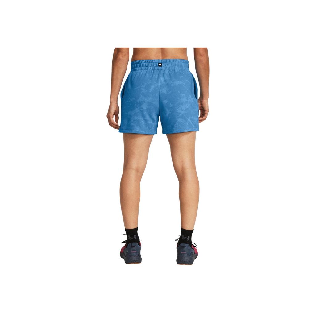 Under Armour Project Rock Terry Tie-Dye Letter Print Training Lace-Up Mid-Rise Casual Shorts Women Shorts Blue 1382712-444