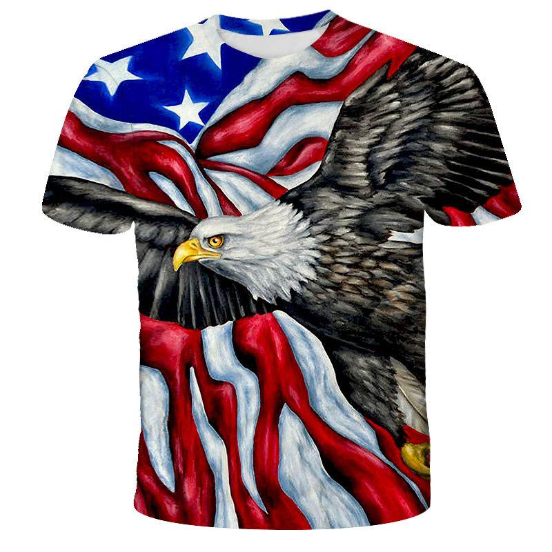 

Summer Loose Plus Size Cartoon Eagle Printed Casual Comfortable Soft Round Neck Short Sleeved T-shirt 6XL червоний